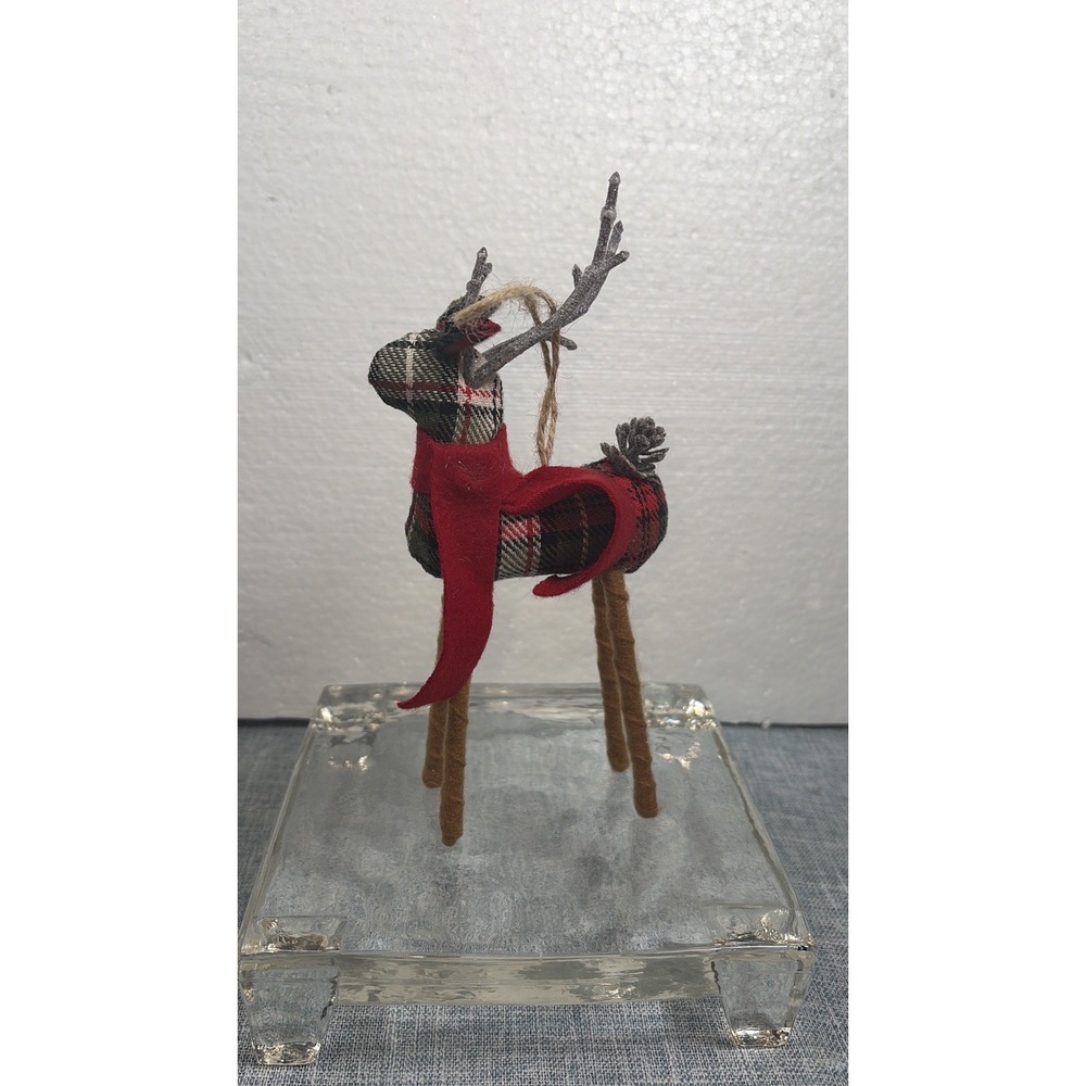 Pottery Barn Plaid Reindeer & Felt Animal Christmas Ornaments Lot of 3 Pre-Owned - Picture 15 of 17